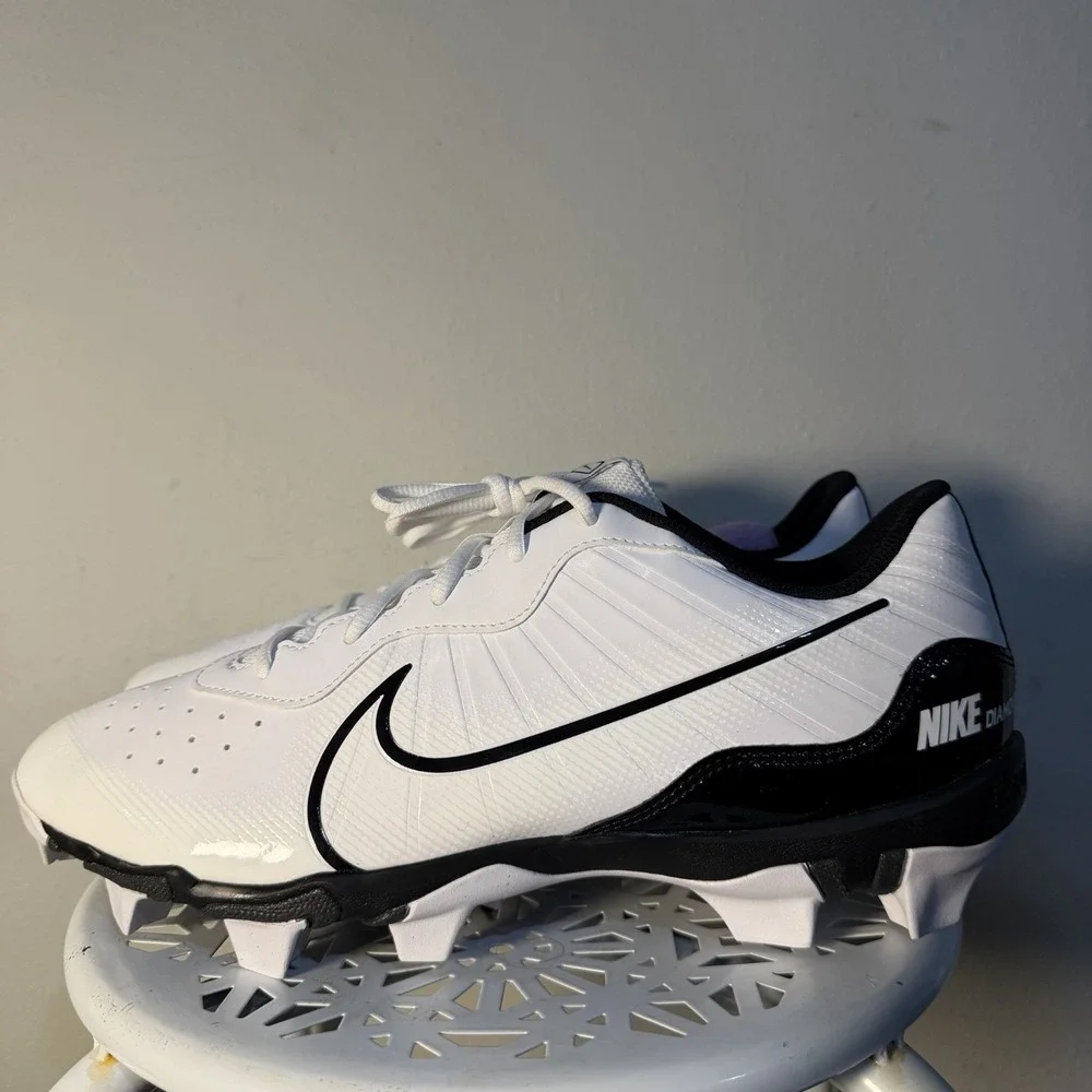 Nike Alpha Huarache 4 Keystone Baseball Cleats White Black Diamond Men's Sz 12